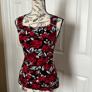 Floral Black and Red Women's Top